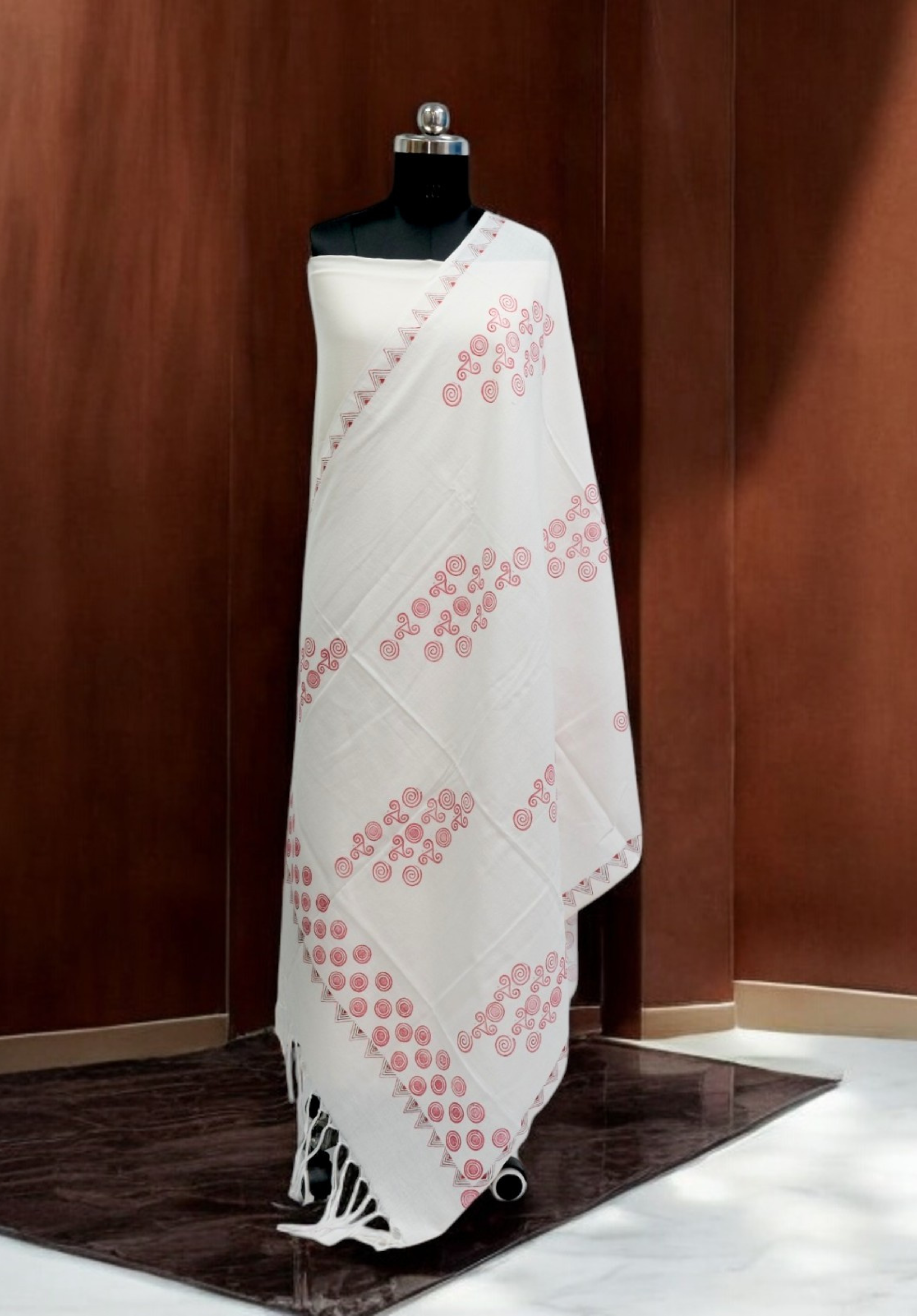 Block Print Dupatta in Hand Spun Cotton